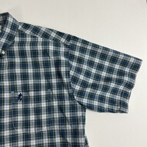Disney World Button Down Shirt Men's Size L Blue Plaid Short Sleeve Mickey Mouse - Picture 5 of 8